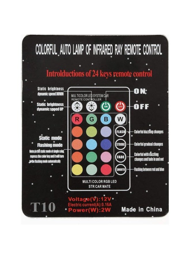 نظام إضاءة LED متعدد الألوان للسيارة مع جهاز تحكم عن بعد، موديل T10 - Image 3